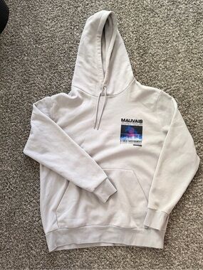 Mauvais Light Gray Graphic Hoodie - Men's Pullover Hoodie